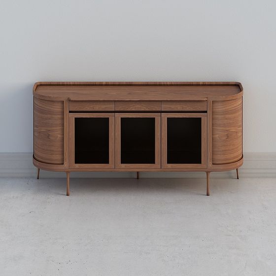Streamlined Wooden Display Cabinet 3D model