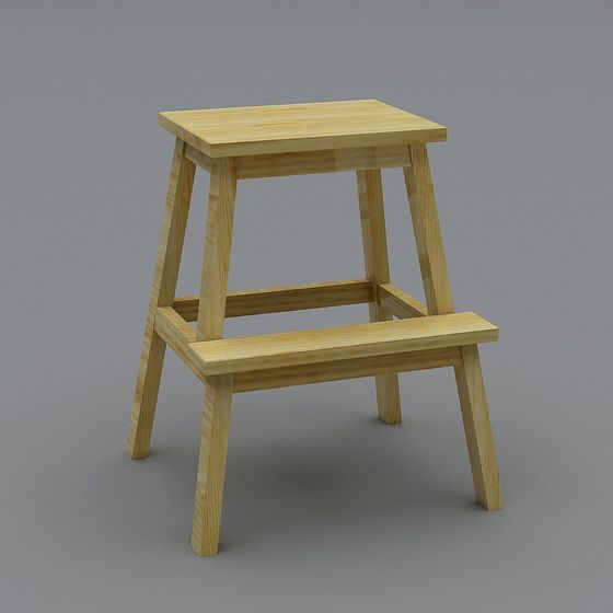 Minimalist Low-Poly Stool 3D Model