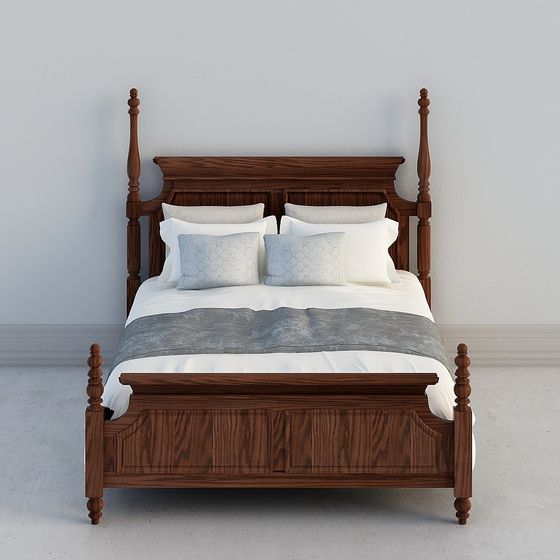 Elegant Low Polygon Bed Frame 3D model for Cozy Bedrooms