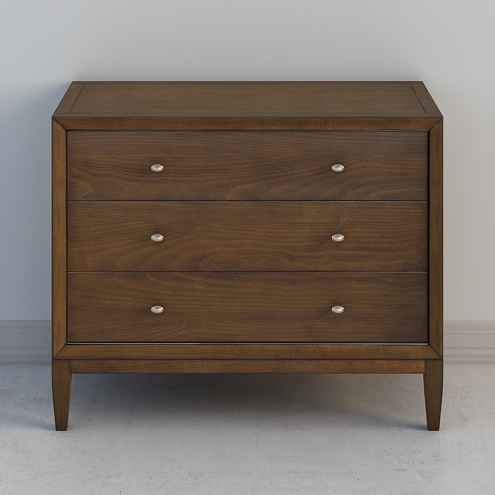 Stylish Minimalist Wooden Three-Drawer Cabinet 3D model