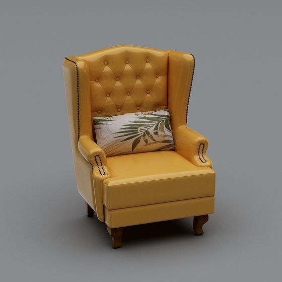 Golden Wingback Chair 3D model