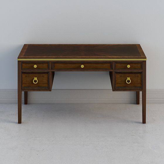 Vintage Style Office Desk 3D model