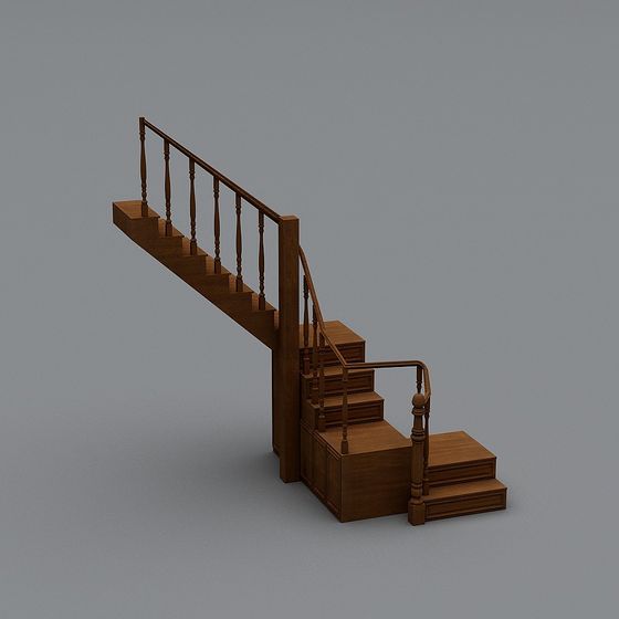 Classic Wooden Staircase 3D model with Elegant Details