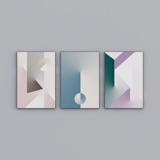 Geometric Light and Shadow Triptych 3D model