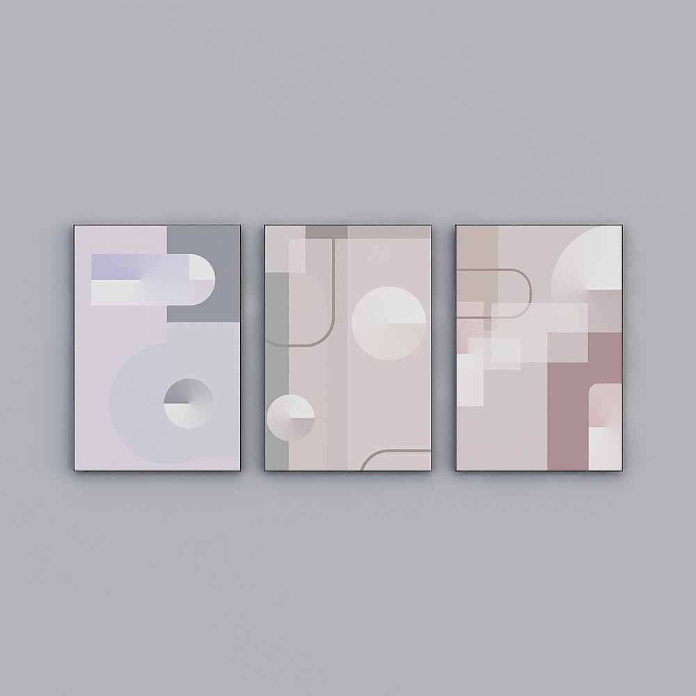 The living room is decorated with abstract decoration