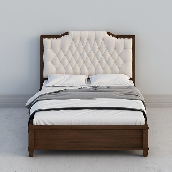 Elegant 3D Bed Model for Modern Interiors