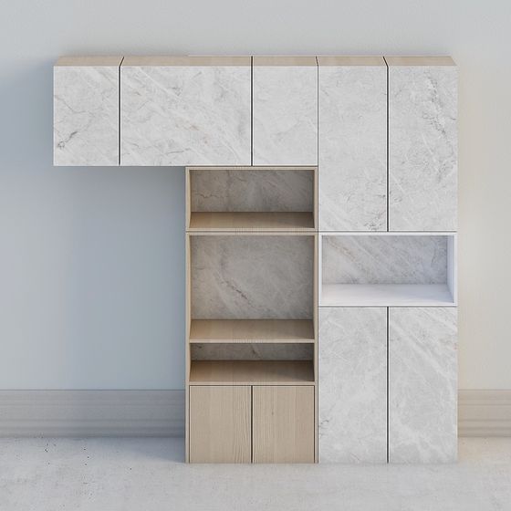 Elegant Marble Bookshelf 3D model for Modern Interiors