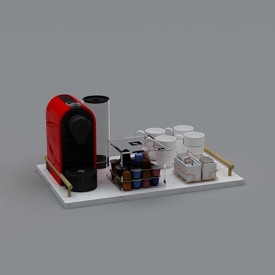 Contemporary 3D Coffee Machine Set Model
