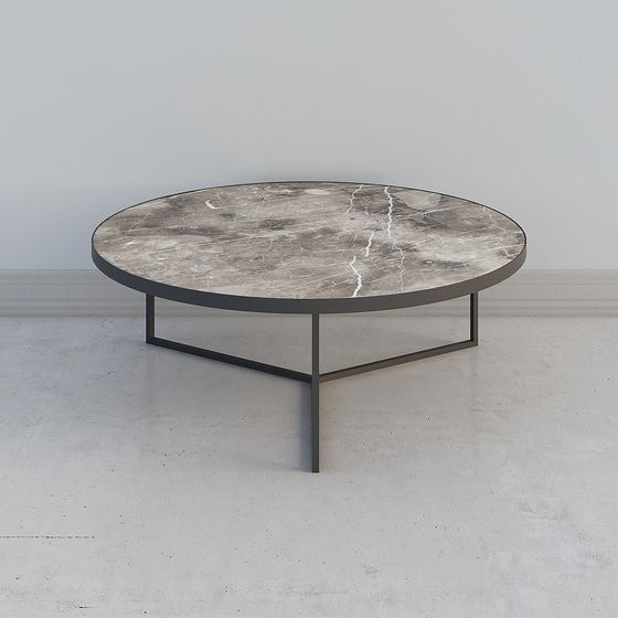 Yvonne Art FIN/Nordic Simple Table Basse Ronde Balcon Salon Marbre Fer Industriel Vent 015H-2 (Grande Table Basse)