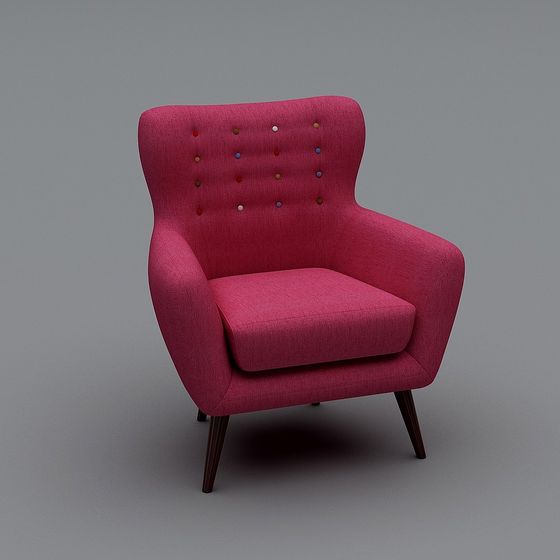 Pink Red Low-Poly Armchair 3D model