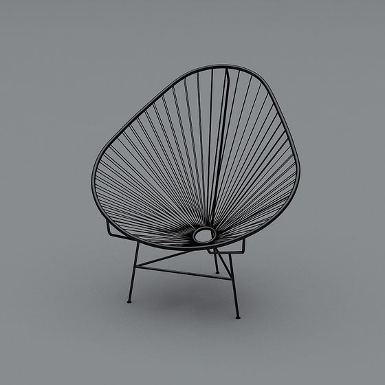 Stylish Fan-Shaped Metal Chair 3D model for Creative Spaces