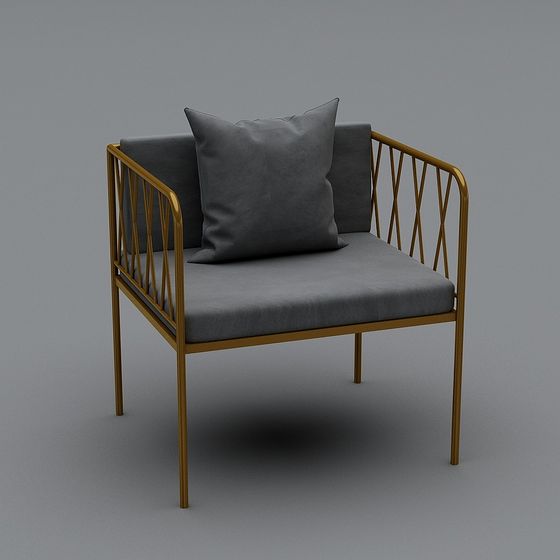 Metal Frame Sofa Chair 3D model with Minimalist Design