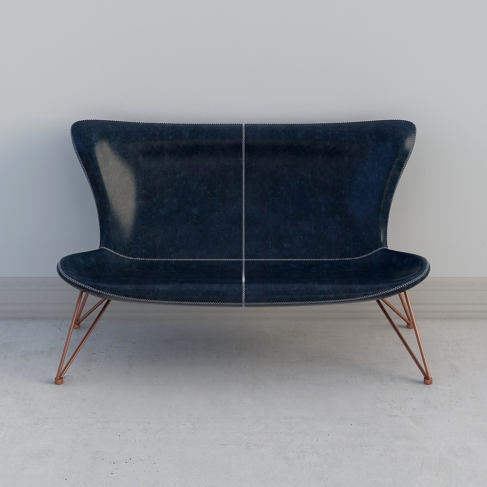 Yvonne Art FIN/Nordic Simple Modern Double Leather Sofa Chair Net Red Reading Leather Chair 015R-35