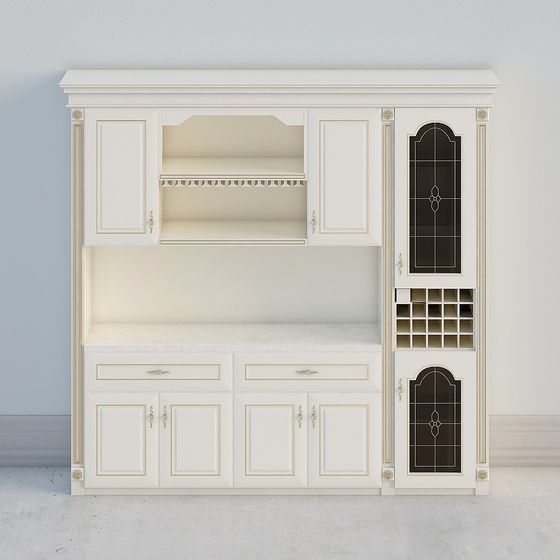 Elegant Low-Poly Wine Cabinet 3D model