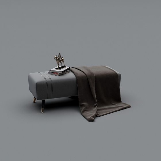 Minimalist Black Sofa Stool 3D Model for Versatile Use