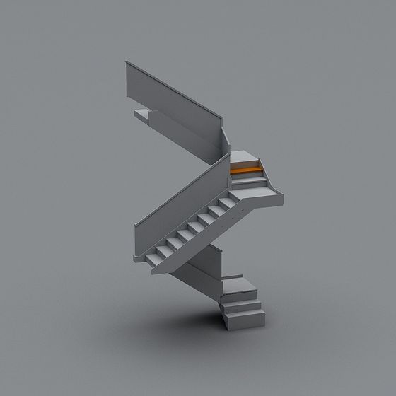 Stylish Low-Poly Metal Staircase 3D model