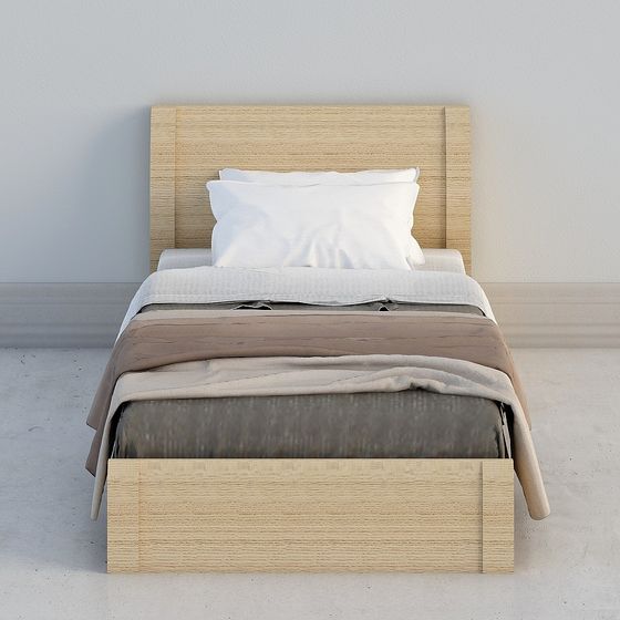 Elegant Low-Polygon Bed 3D model for Modern Interiors