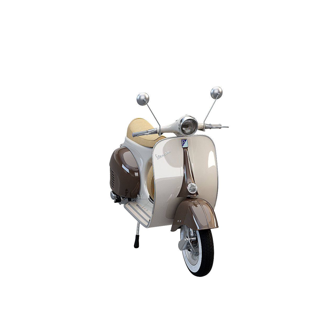 Classic Vespa Scooter 3D Model – Retro Beige Design