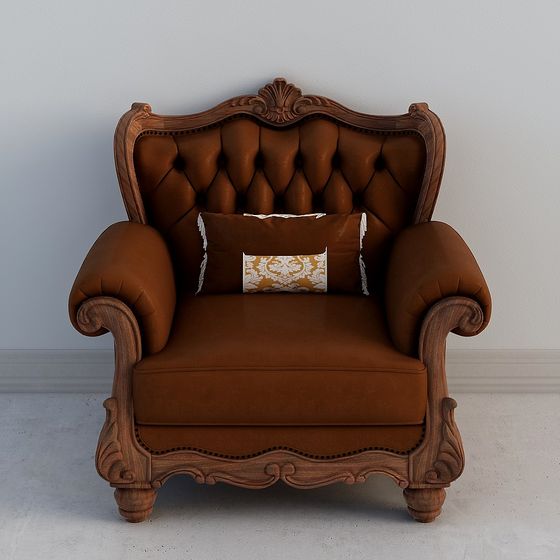 Elegant Baroque Style Sofa 3D model
