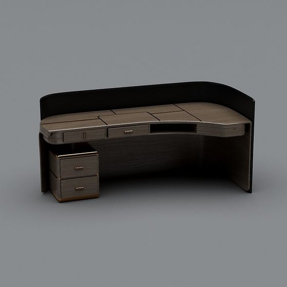 Elegant Curved Office Desk 3D model