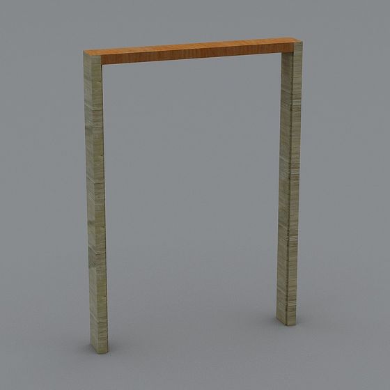 Vintage Low-Poly Wooden Door 3D model