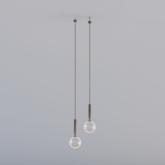 Suspended Double Sphere Lamp 3D model