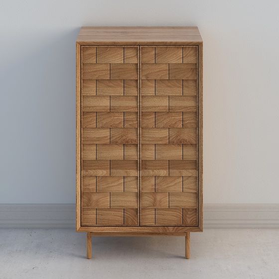 Wood Texture Storage Cabinet 3D model