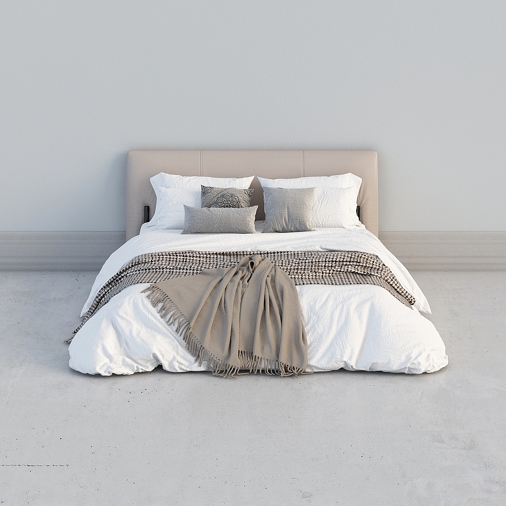 Modern Minimalist Bed 3D model Design