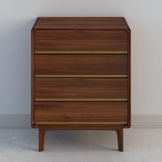 Minimalist Wooden Drawer Cabinet 3D model