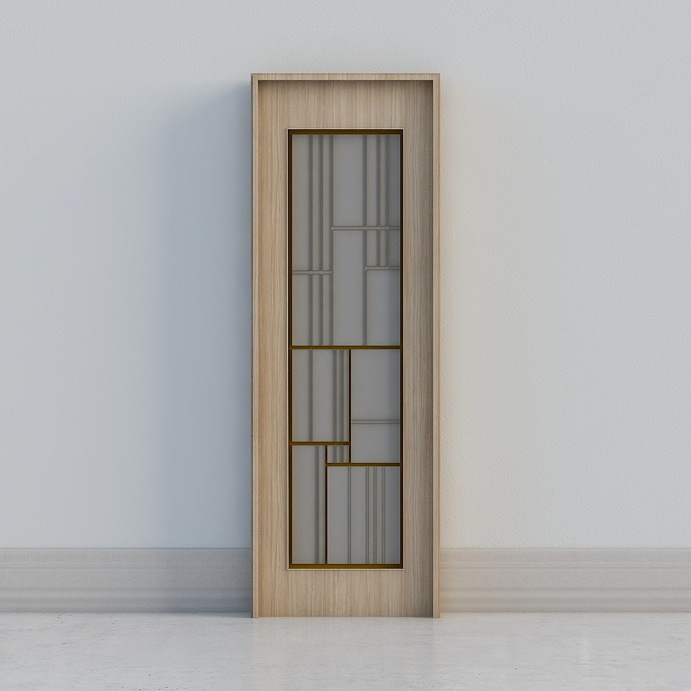 modern bright wooden windowed door