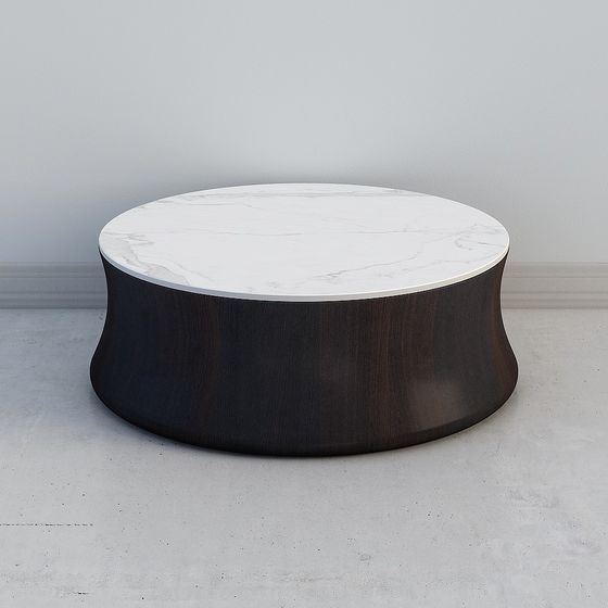 Sleek Round Marble Coffee Table 3D model