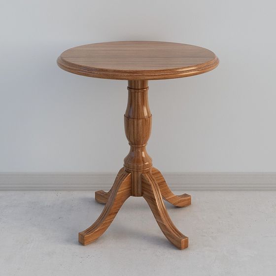 Vintage Round Table Low-Poly 3D model