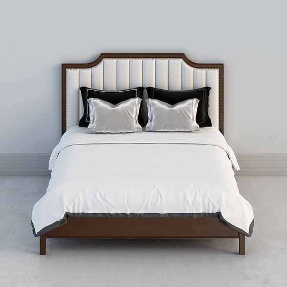 Elegant Low-Polygon Bed Frame 3D model