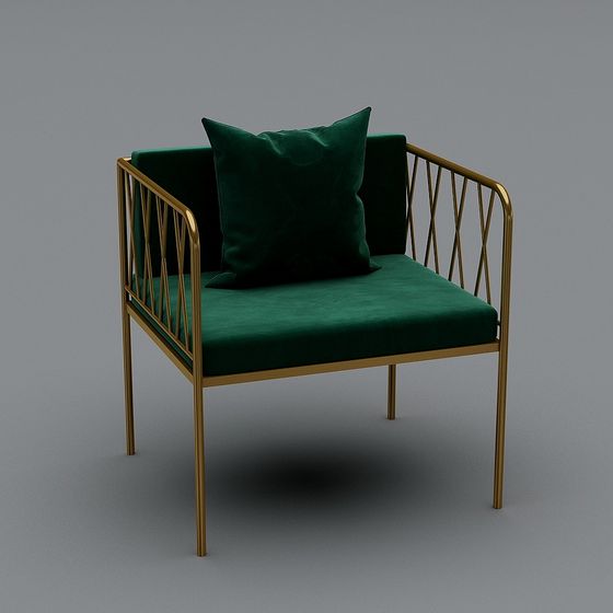 Elegant Green Velvet Chair 3D model