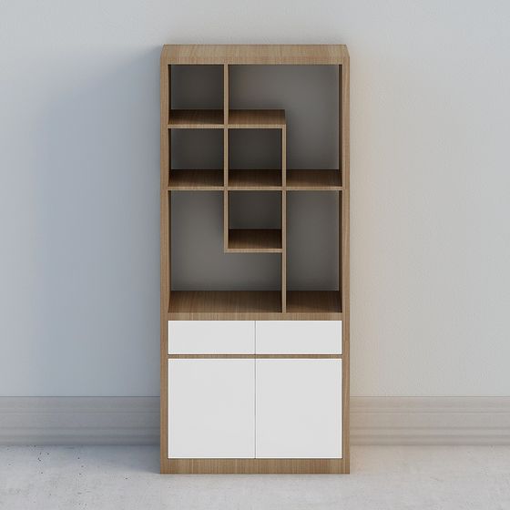 Modern Minimalist Low-Poly Bookshelf 3D model