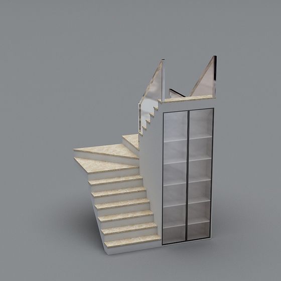 Elegant Low-Poly Staircase 3D model Design