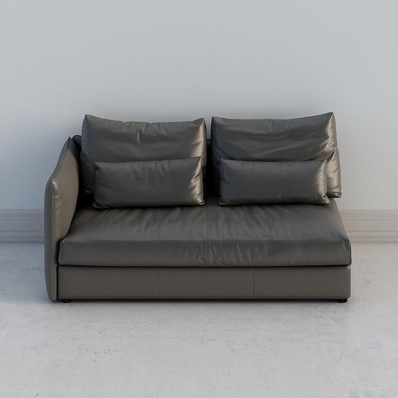 Modern Minimalist Leather Sofa 3D model