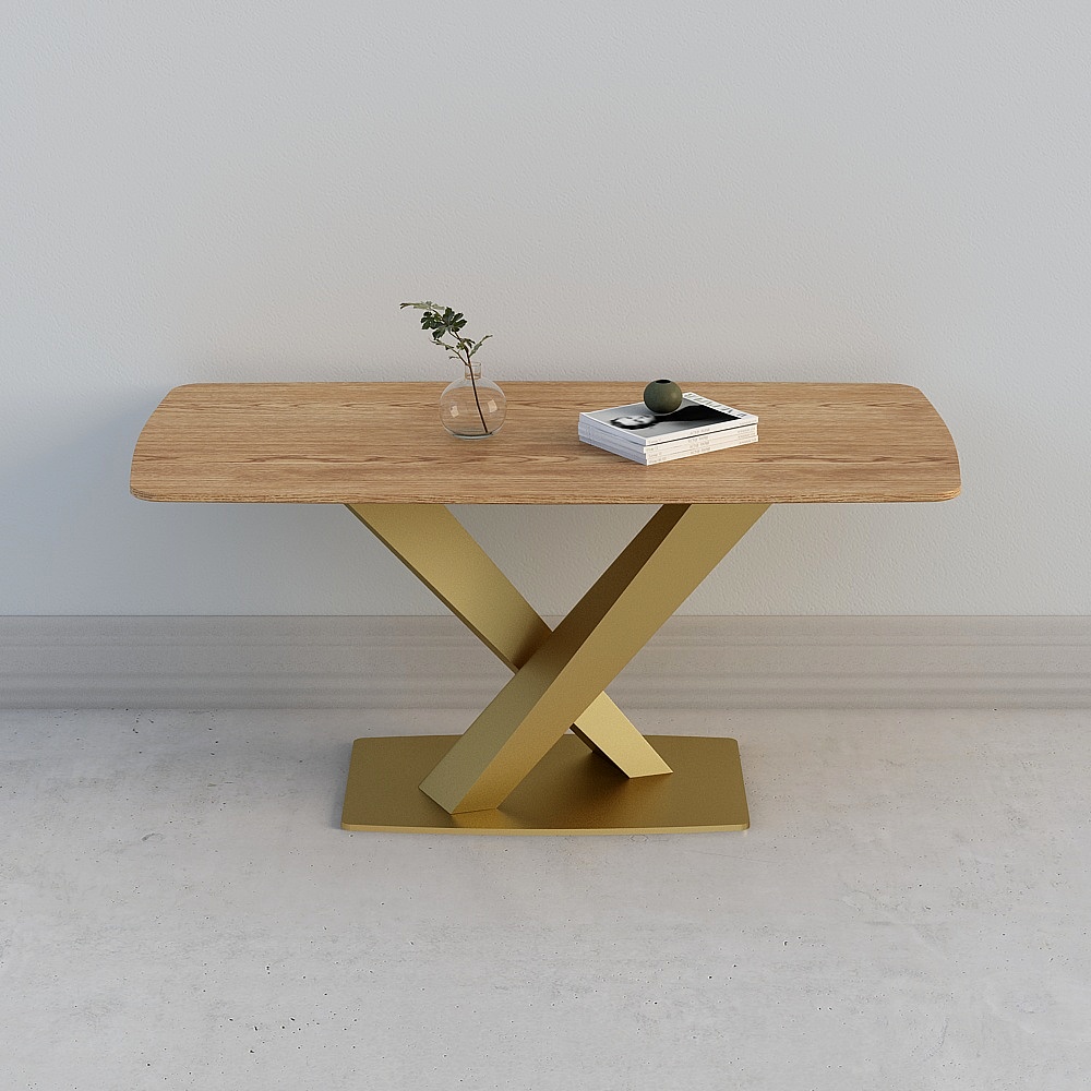 T703 table (wood-faced metal feet)