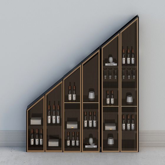 Chic Low-Poly Wine Cabinet 3D model for Stylish Interiors