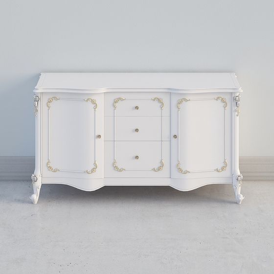 Elegant White Sideboard 3D model for Modern Interiors