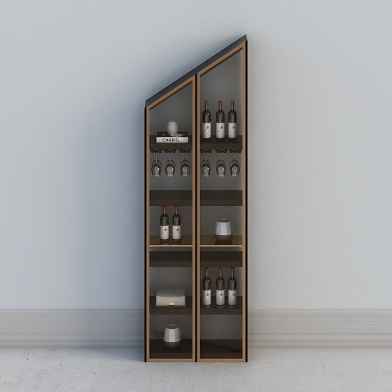 Elegant Low-Poly High-Detail Wine Cabinet 3D model
