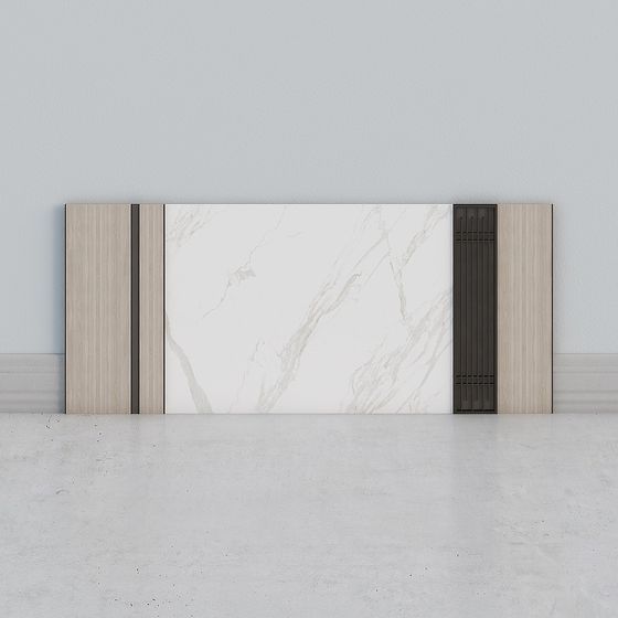 Stylish Marble and Wood Wall Panel 3D model