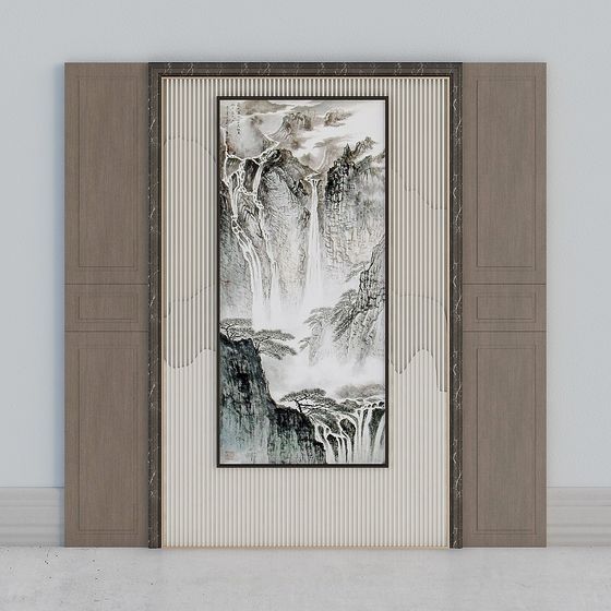 Elegant 3D Model of Chinese Landscape Painting Frame