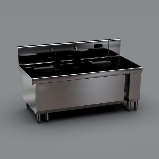 Sleek Stainless Steel Induction Cooker 3D model