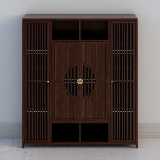 Classical Chinese Screen Cabinet 3D model for Stylish Interiors