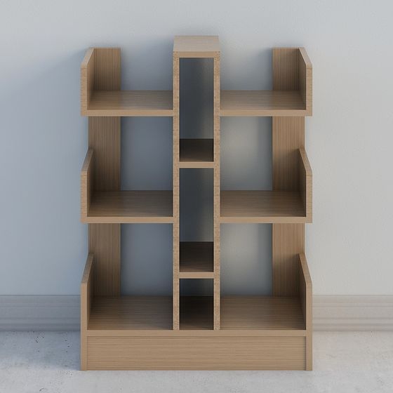 Stylish Wooden Bookshelf 3D model for Interior Design