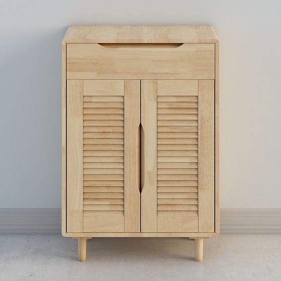 Wooden Louvered Cabinet 3D Model