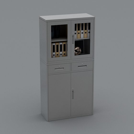 Sleek Metal Filing Cabinet 3D model for Modern Offices