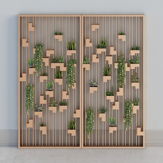 Stylish Wall-Mounted Plant Rack 3D model for Contemporary Spaces