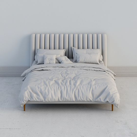 Stylish Low-Poly Bed 3D Model for Modern Interiors